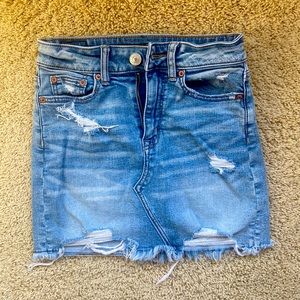 American Eagle distressed denim mini skirt
